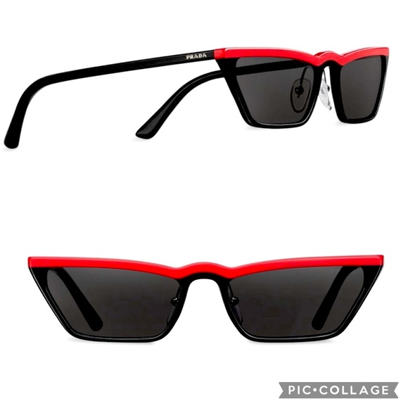 PRADA Ultravox 58mm Cay Eye Sunglasses in Black/Red Combo - Picture 3 of 13